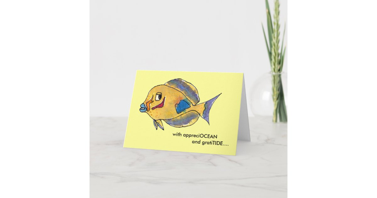 AppreciOCEAN tang cartoon fish thank you card | Zazzle