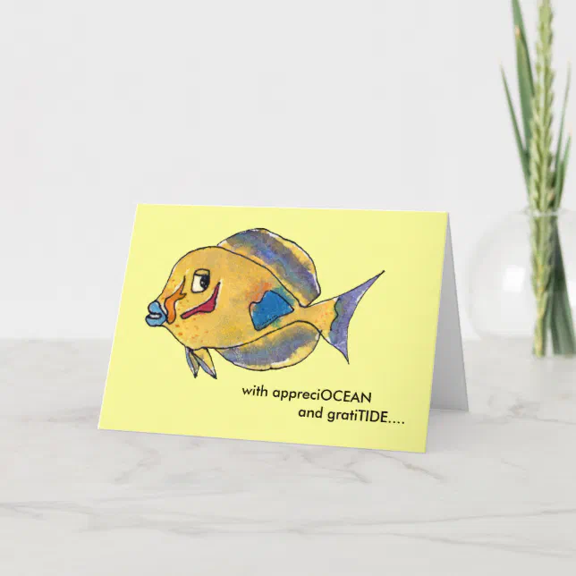 AppreciOCEAN tang cartoon fish thank you card | Zazzle