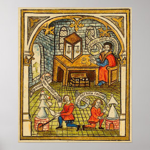 Apprentices in a Medieval Laboratory Poster