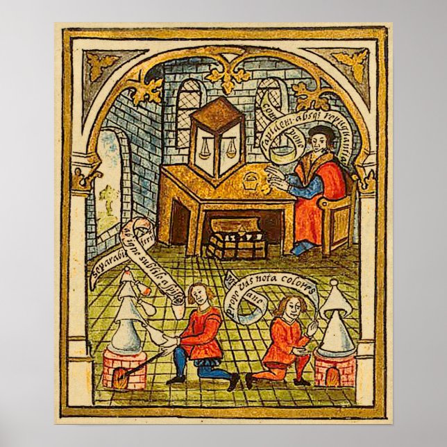 Apprentices in a Medieval Laboratory Poster (Front)