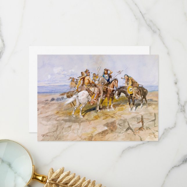 Approach of the White Men by C. M. Russell Thank You Card (Front/Back In Situ)