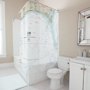 Approaches to Cape Fear River Nautical Chart 11536 Shower Curtain