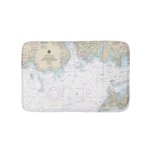 Approaches to New London Harbor Nautical Chart Bath Mat
