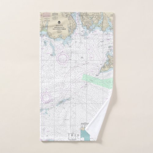 Approaches to New London Harbor Nautical Chart Bath Towel Set