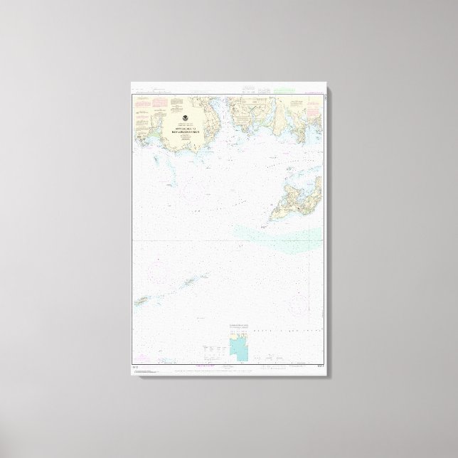 Approaches to New London Harbor Nautical Chart Canvas Print (Front)