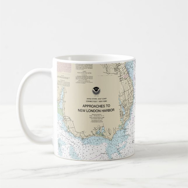 Approaches to New London Harbor Nautical Chart Coffee Mug (Left)