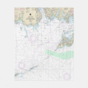 Approaches to New London Harbor Nautical Chart Fleece Blanket