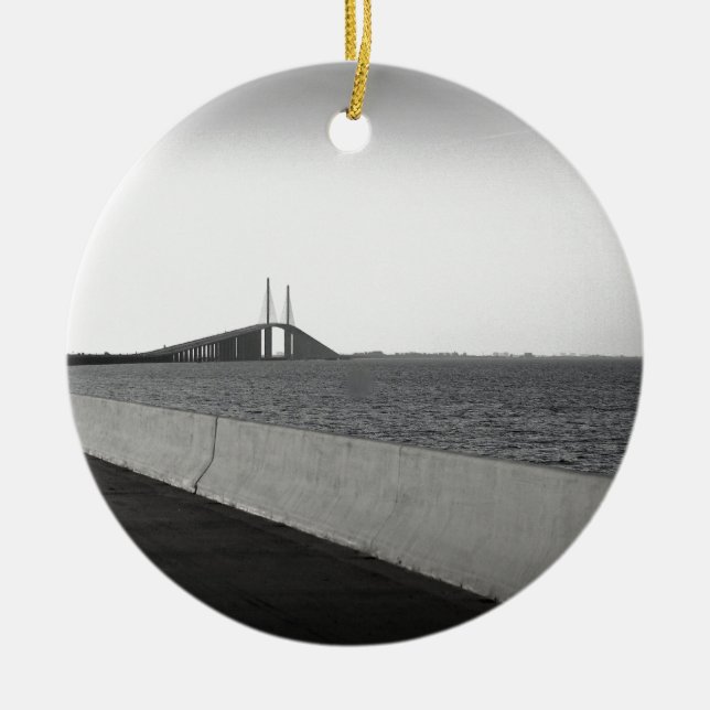 Approaching The Skyway Ceramic Ornament (Front)