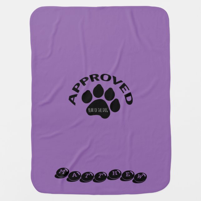 Approved Baby born in Dog Year 2018 Name Blanket (Front)
