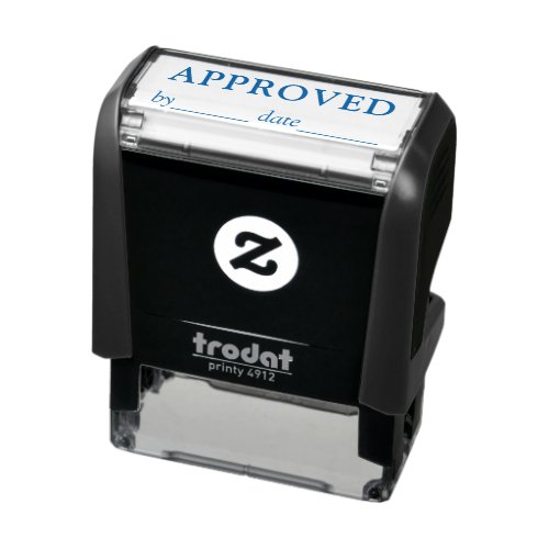 APPROVED By Name and Date Black Blue Ink Business Self_inking Stamp