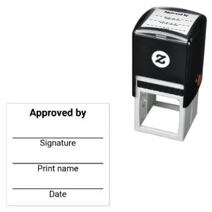 Approved by Signature Print Name Date with Lines Self-inking Stamp