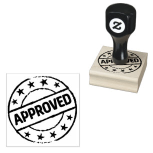 APPROVED Logo Wooden Handle Coastal Ink Adds Soft Rubber Stamp