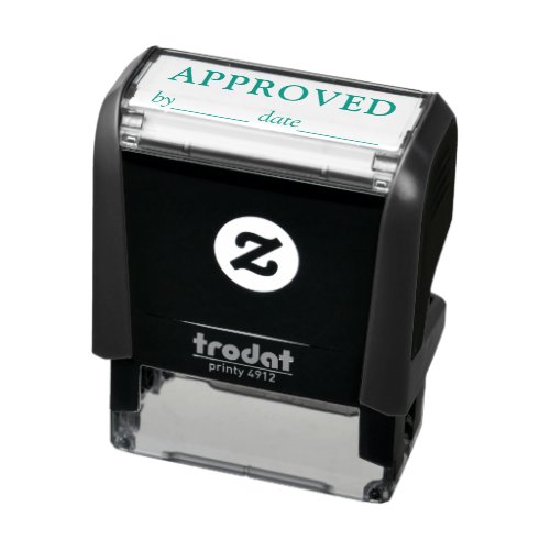 APPROVED Name and Date Black Green Ink Business Self_inking Stamp