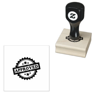 APPROVED Text Printed Easy Wooden Handle Black Ink Rubber Stamp