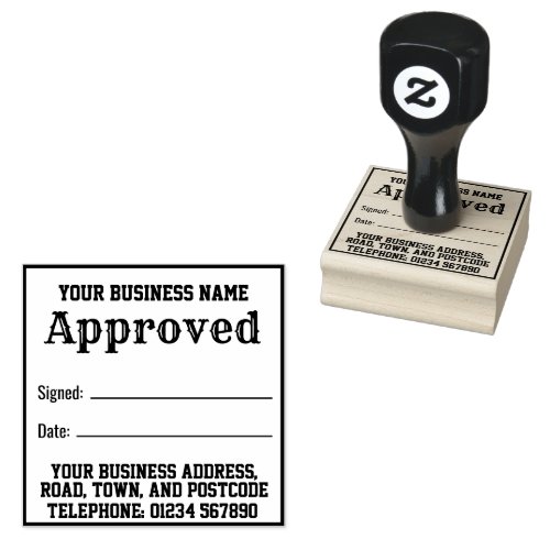 Approved with Name Address Receipt Rubber Stamp