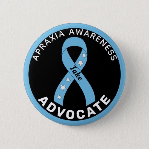 Apraxia Awareness Advocate Ribbon Black Button