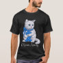 Apraxia Awareness Month Blue Ribbon Cat T-Shirt