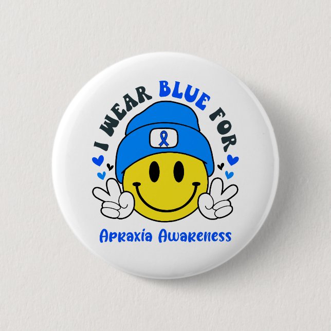 Apraxia Awareness Ribbon Support Gifts Button (Front)