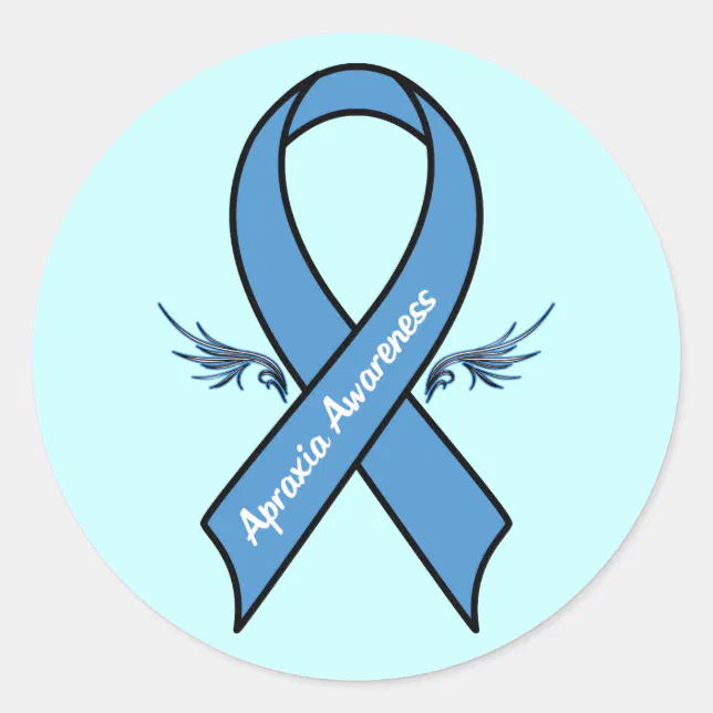 Apraxia Awareness Ribbon with Wings Classic Round Sticker | Zazzle
