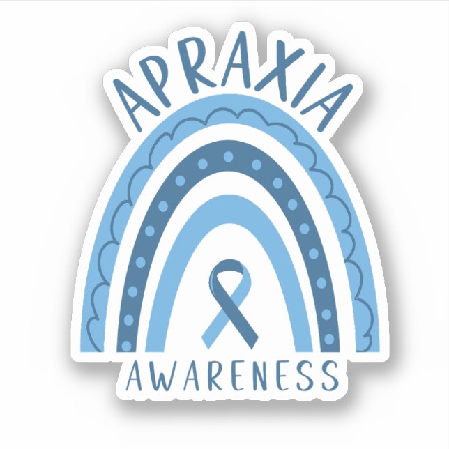 Apraxia Blue Rainbow Ribbon Awareness  Sticker (Front)