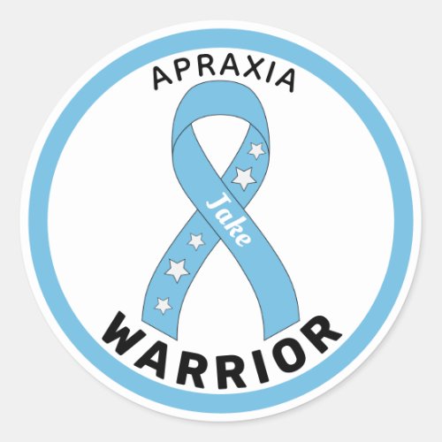 Apraxia Warrior Ribbon White Round Sticker