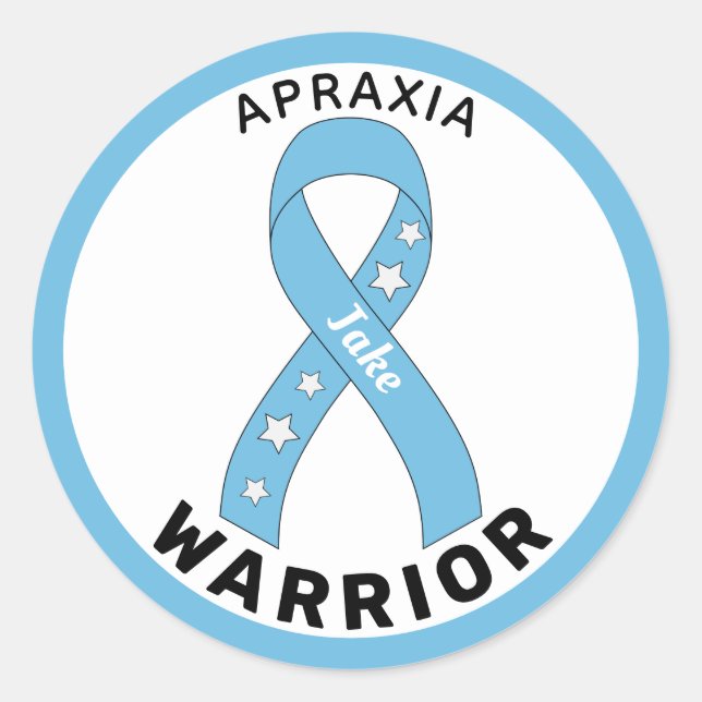 Apraxia Warrior Ribbon White Round Sticker (Front)