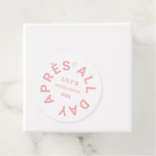 Après All Day Pink Bachelorette Party Crest Favor Tags