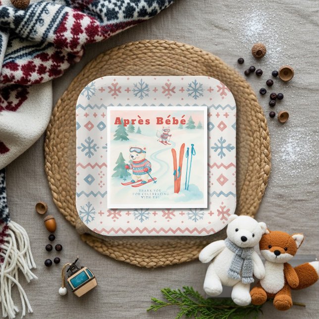 Après Bébé baby ski Polar bear Fox woodland Napkins (Après Bébé baby ski Polar bear Fox woodland Napkins)
