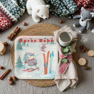 Après Bébé baby ski Polar bear Fox woodland Paper Plates