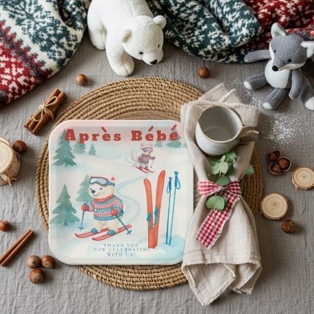 Après Bébé baby ski Polar bear Fox woodland Paper Plates (Après Bébé baby ski Polar bear Fox woodland Paper Plates)