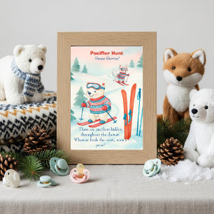 Après Bébé ski Baby Boho Pacifier Hunt game  Invitation