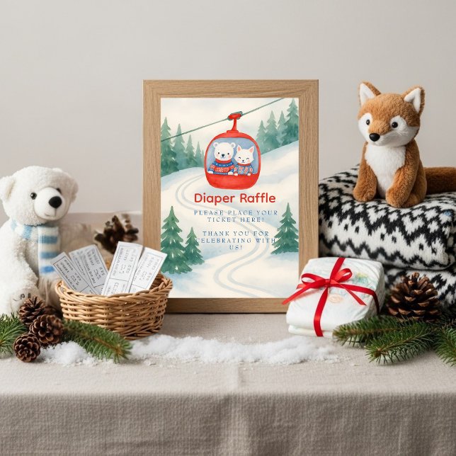 Après Bébé ski baby Woodland Diaper Raffle Table  Invitation (Après Bébé ski baby Woodland Diaper Raffle Table)