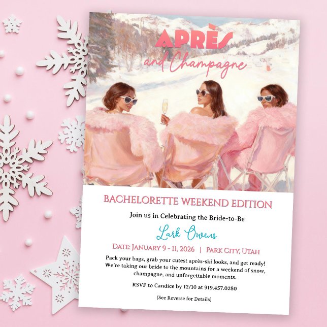 Après & Champagne Bachelorette Weekend Getaway Invitation (Creator Uploaded)