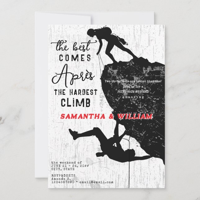 Après Climb Rock Climbing Mountain Joint Bach Invitation (Front)