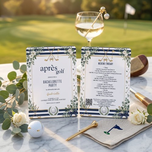 Apres Golf Bachelorette Party Invitation Itienary