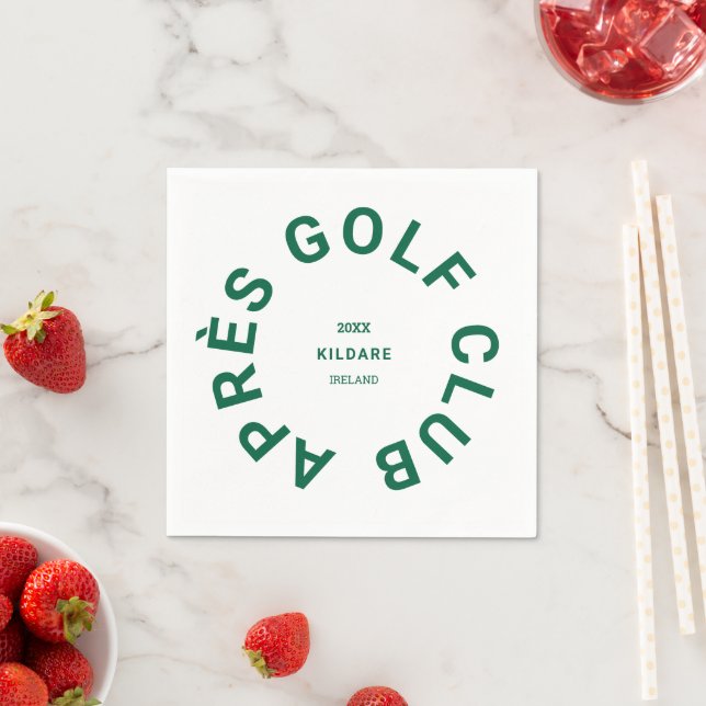 Après Golf Club Forest Green Golfers Social Crest Napkins (Insitu)
