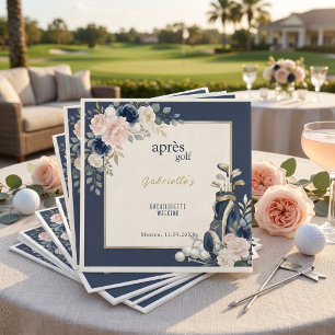 Apres Golf Elegant Royal Blue Floral Bachelorette Napkins