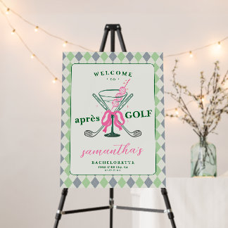 Aprés Golf Martini Coquette Bachelorette Welcome Foam Board