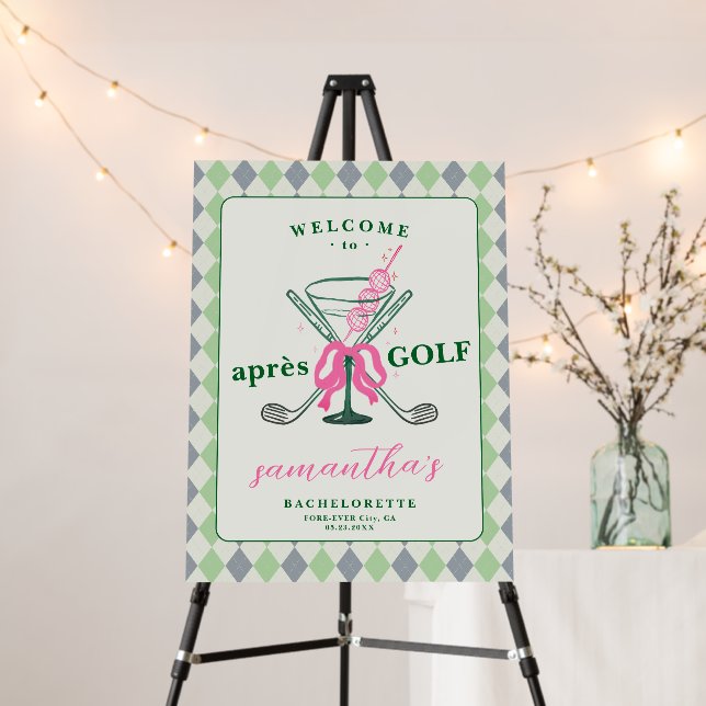 Aprés Golf Martini Coquette Bachelorette Welcome Foam Board (In Situ (Stand))