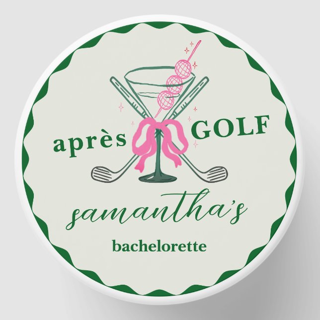 Aprés Golf Martini Coquette Bow Bachelorette Party Mini Candle Favors (Front)