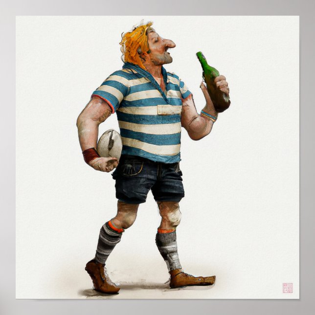 Après Rugby - Rugby Painting Print (Front)