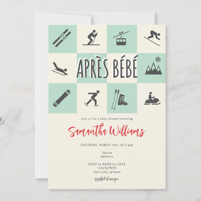 Apres Ski Apres Bebe Retro Chic Winter Baby Shower Invitation (Front)