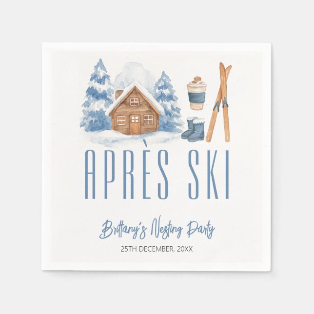 Apres Ski Baby Shower Winter Nesting Party Napkins (Front)