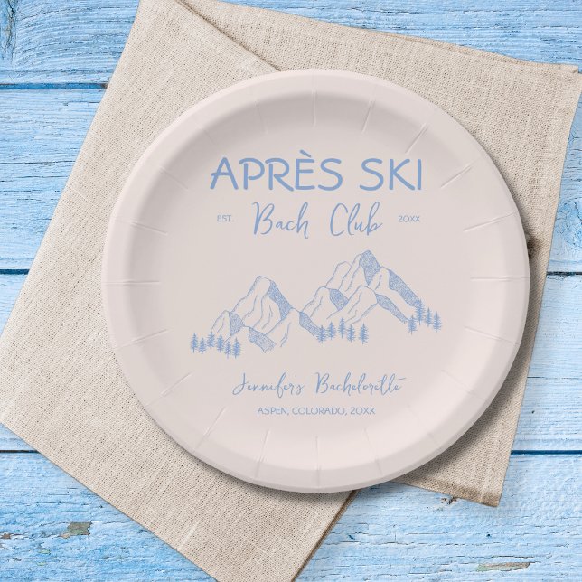 Apres Ski  Bach Club Blue Winter Bachelorette Paper Plates (Apres Ski Bach Club Blue Winter Bachelorette Paper Plates)