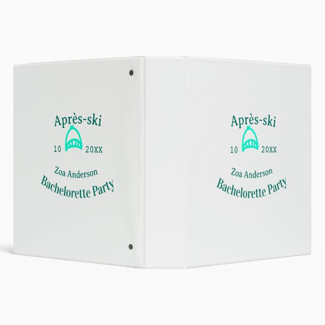 Après-ski bachelorette party turquoise hat name da 3 ring binder (Background)