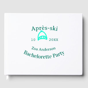 Après-ski bachelorette party turquoise hat name da guest book