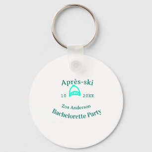 Après-ski bachelorette party turquoise hat name da keychain