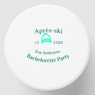Après-ski bachelorette party turquoise hat name da mini candle favors