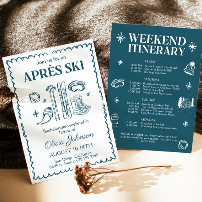 Apres Ski Bachelorette Weekend Party Itinerary  Invitation (Creator Uploaded)