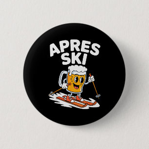 Apres ski beer mug skiing funny winter vacation Ap Button